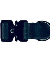 Black dog collar with a clip on a white background