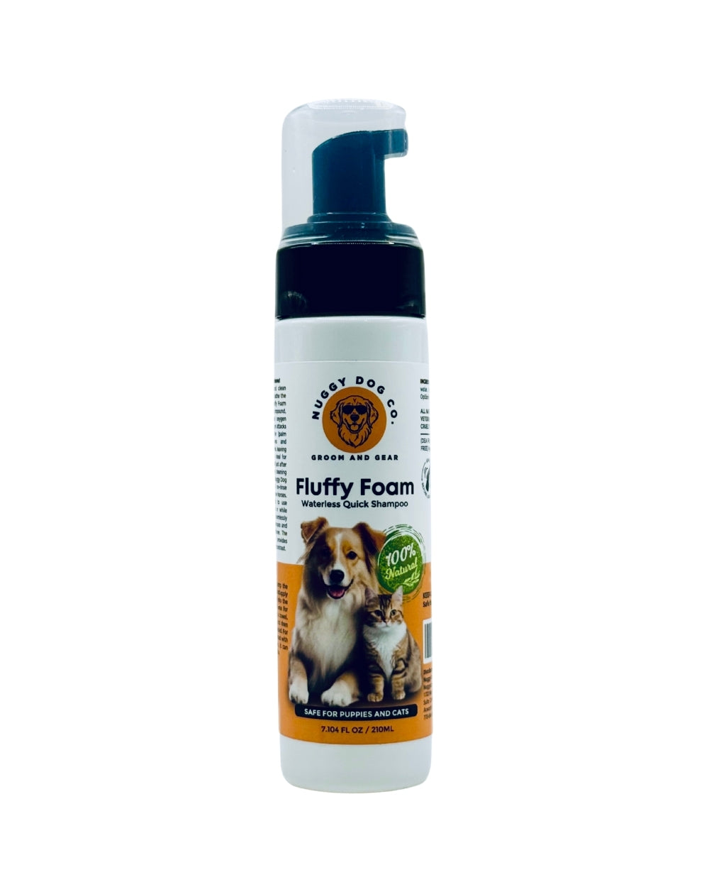 Nuggy Dog Co Fluffy Foam waterless quick shampoo bottle for dogs and cats