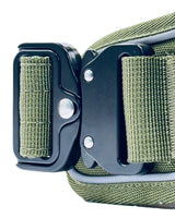 Green belt with a black buckle on a white background