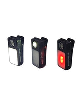 Nuggy Dog Co. Clip-On Trail Light showing white, spotlight, and red light modes
