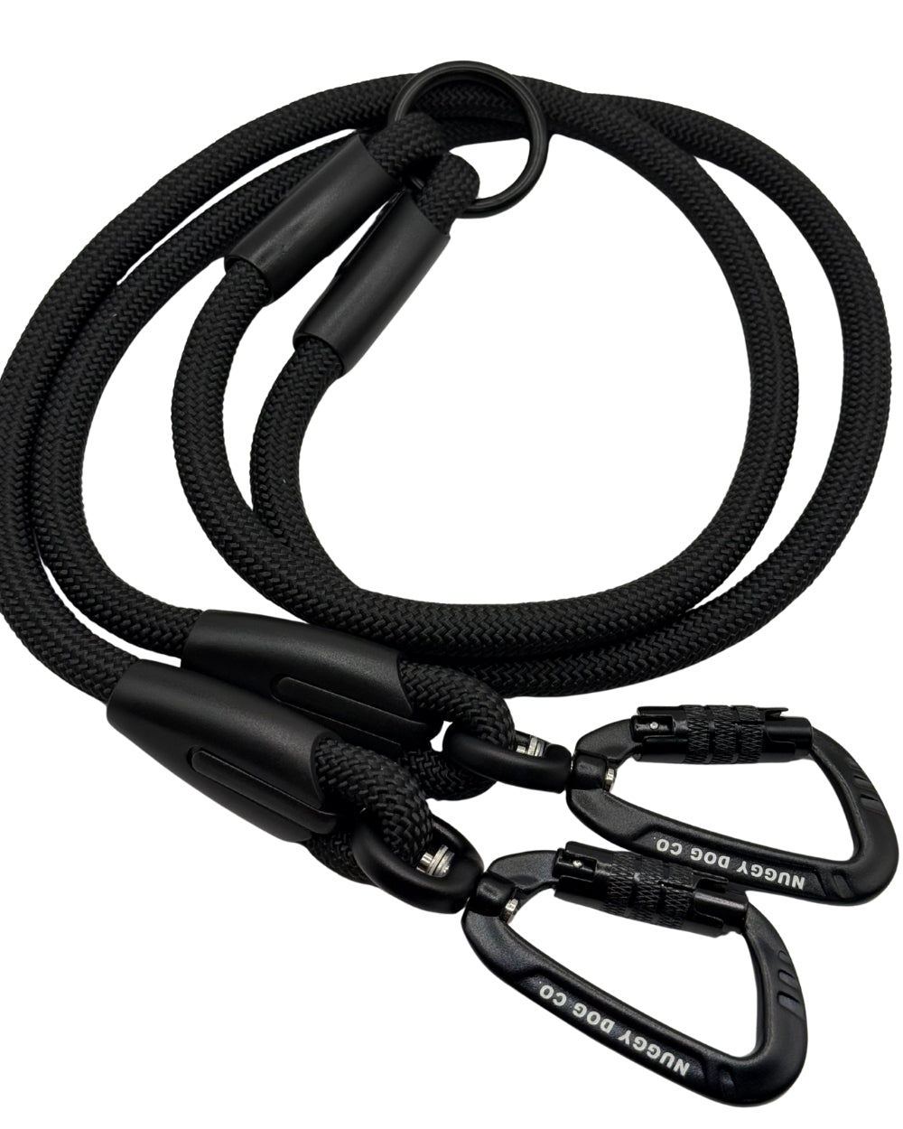 Two-gether Leash by Nuggy Dog Co. in black with dual clip design